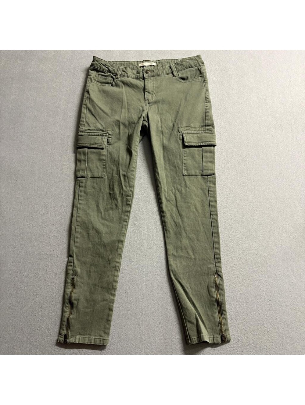 Canyon River Blues Cargo Pants Womens 14 Green Utility Skinny Ankle Zip Stretch